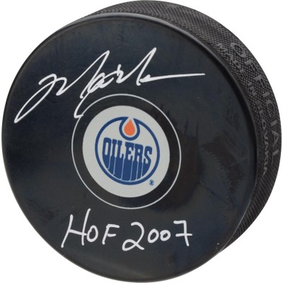 Шайба с автографом Mark Messier Edmonton Oilers Authentic with HOF 2007 Inscription