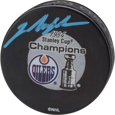 Шайба Mark Messier Edmonton Oilers Authentic Autographed 1984 Stanley Cup Champions Logo