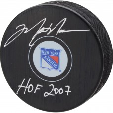 Autographed New York Rangers Mark Messier Fanatics Authentic Hockey Puck with HOF 2007 Inscription