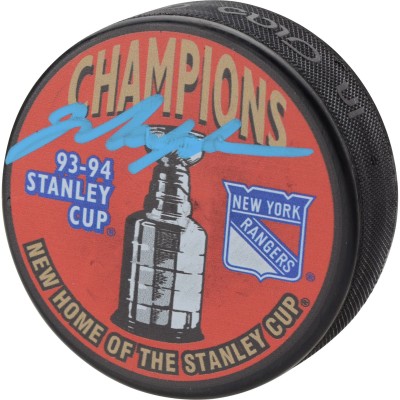 Autographed New York Rangers Mark Messier Fanatics Authentic 1994 Stanley Cup Champions Logo Hockey Puck