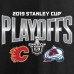 Футболка Calgary Flames vs. Colorado Avalanche 2019 Stanley Cup Playoffs Matchup Checking the Boards - Black