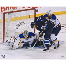 Autographed St. Louis Blues Jordan Binnington Fanatics Authentic 16 x 20 2019 Stanley Cup Playoffs Game 1 Game-Preserving Save vs. Winnipeg Photograph