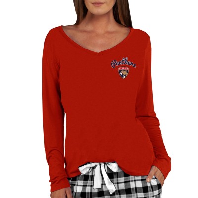 Футболка Florida Panthers Concepts Sport Womens Marathon Knit Long Sleeve V-Neck - Red