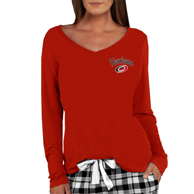 Женская Carolina Hurricanes Concepts Sport Red Marathon Knit Long Sleeve V-Neck Top