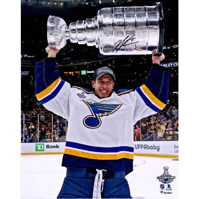 Autographed St. Louis Blues Jordan Binnington Fanatics Authentic 16 x 20 2019 Stanley Cup Champions Raising Cup Photograph