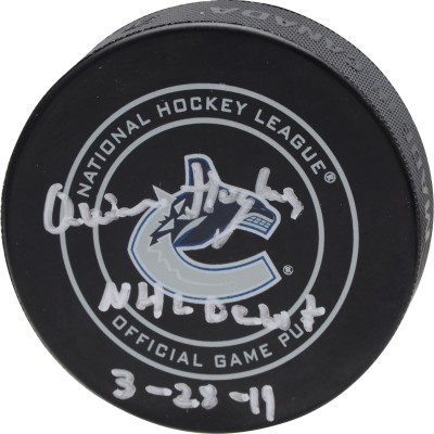 Шайба с автографом Quinn Hughes Vancouver Canucks Fanatics Authentic Official with NHL Debut 3-28-19 Inscription