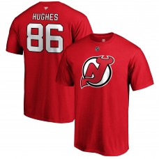 Футболка с номером Jack Hughes New Jersey Devils Authentic Stack Player - Red