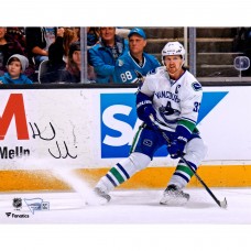 Autographed Vancouver Canucks Henrik Sedin Fanatics Authentic 8 x 10 White Jersey Stopping Photograph