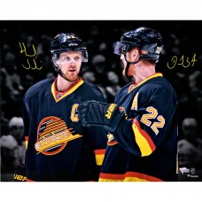Autographed Vancouver Canucks Daniel Sedin and Henrik Sedin Fanatics Authentic 16 x 20 Throwback Jersey Spotlight Photograph