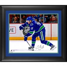 Autographed Vancouver Canucks Daniel Sedin Fanatics Authentic Framed 16 x 20 Blue Jersey Shooting Photograph
