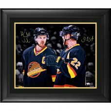 Autographed Vancouver Canucks Daniel Sedin and Henrik Sedin Fanatics Authentic Framed 16 x 20 Throwback Jersey Spotlight Photograph