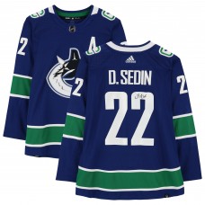 Autographed Vancouver Canucks Daniel Sedin Fanatics Authentic Blue Adidas Authentic Jersey