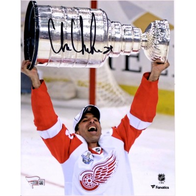 Autographed Detroit Red Wings Chris Chelios Fanatics Authentic 8 x 10 Raising Cup Photograph