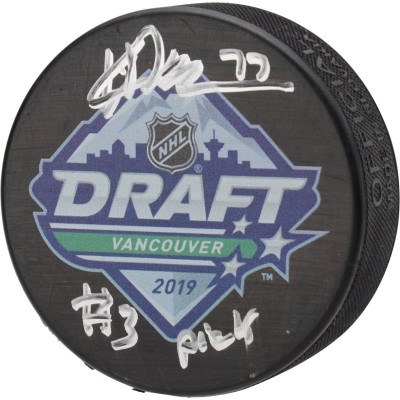 Шайба с автографом Kirby Dach Montreal Canadiens Fanatics Authentic Autographed 2019 NHL Draft Logo with #3 Pick Inscription