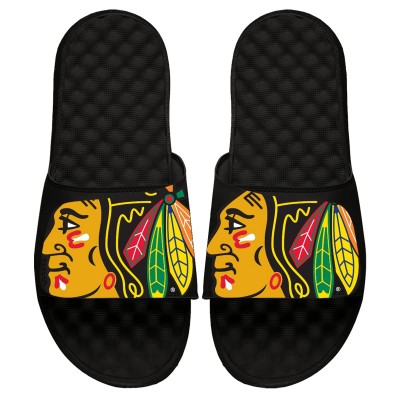 Chicago Blackhawks ISlide Blown Up Logo Slide Sandals - Black