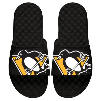 Pittsburgh Penguins ISlide Blown Up Logo Slide Sandals - Black