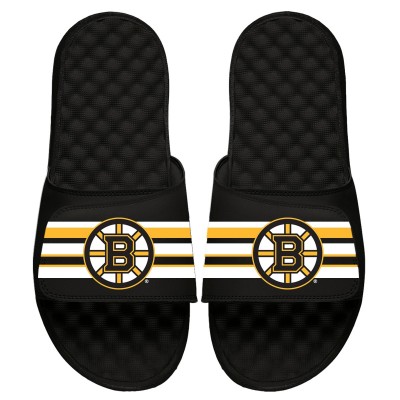 Шлепки Boston Bruins ISlide Youth Stripe Logo Slide - Black - детская атрибутика НХЛ Бостон Бруинс