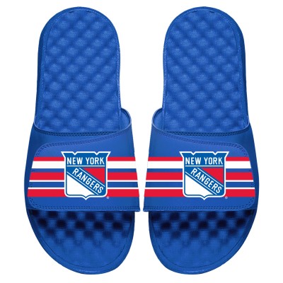 New York Rangers ISlide Youth Stripe Logo Slide Sandals - Royal