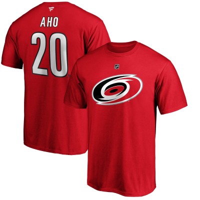 Футболка Carolina Hurricanes Sebastian Aho Fanatics Red Team Authentic Stack Name & Number