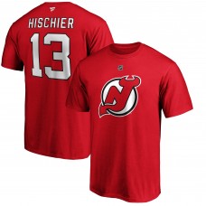Футболка с номером Nico Hischier New Jersey Devils Authentic Stack Player - Red