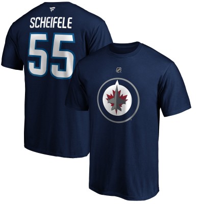 Футболка Winnipeg Jets Mark Scheifele Fanatics Navy Authentic Stack Name & Number Team