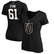 Mark Stone Vegas Golden Knights Womens Authentic Stack Name & Number V-Neck T-Shirt - Black