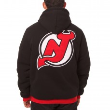 New Jersey Devils JH Design Reversible Fleece Full-Zip Hoodie - Black/Red