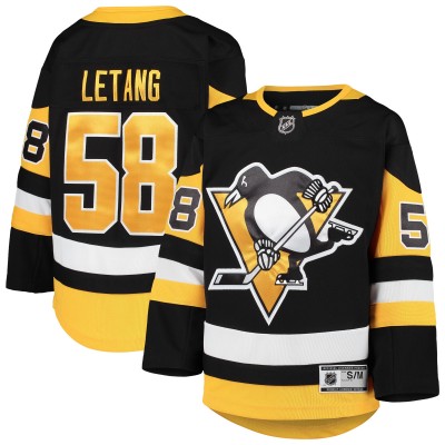 Игровая джерси Подростковая Pittsburgh Penguins Kris Letang Black Premier Player