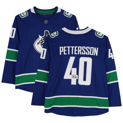 Autographed Vancouver Canucks Elias Pettersson Fanatics Authentic Blue Alternate Fanatics Breakaway Jersey