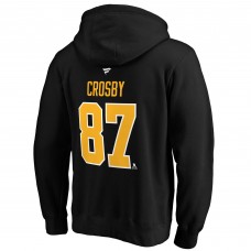 Sidney Crosby Pittsburgh Penguins Authentic Stack Player Name & Number Pullover Hoodie - Black