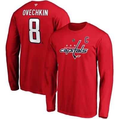 Футболка Washington Capitals Alexander Ovechkin Fanatics Red Authentic Stack Name & Number Long Sleeve