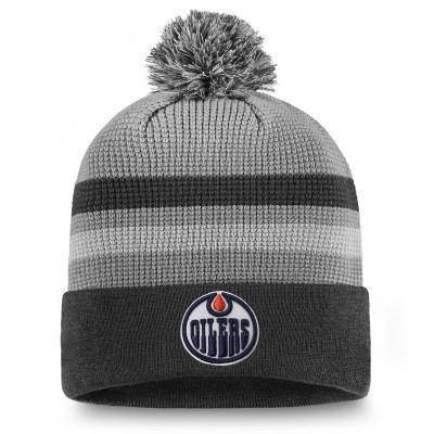 Шапка с помпоном Edmonton Oilers Fanatics Authentic Pro Home Ice Cuffed Knit - Gray
