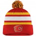 Calgary Flames Fanatics Red/Yellow Authentic Pro Cuffed Pom Knit Hat