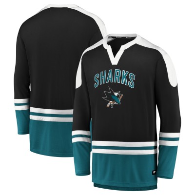 Футболка с длинным рукавом San Jose Sharks Iconic Slapshot - Black/Teal