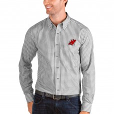 New Jersey Devils Antigua Structure Button-Up Long Sleeve Shirt - Steel/White