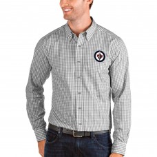 Winnipeg Jets Antigua Structure Button-Up Long Sleeve Shirt - Steel/White