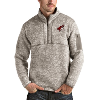 Arizona Coyotes Antigua Fortune Half-Zip Pullover Jacket - Oatmeal - оригинальная атрибутика Аризона Койотис