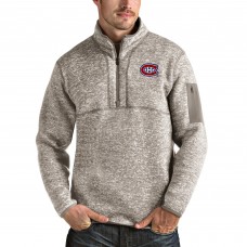 Montreal Canadiens Antigua Fortune Half-Zip Pullover Jacket - Oatmeal