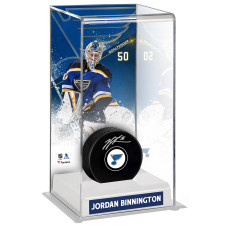 St. Louis Blues Jordan Binnington Fanatics Authentic Deluxe Tall Hockey Puck Case
