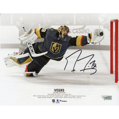 Autographed Vegas Golden Knights Marc-Andre Fleury Fanatics Authentic 8 x 10 Diving Save vs. Toronto Maple Leafs Photograph