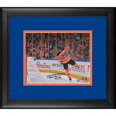 Autographed Edmonton Oilers Leon Draisaitl Fanatics Authentic Framed 8 x 10 Orange Jersey Goal Celebration Photograph