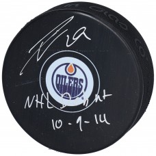 Шайба с автографом Leon Draisaitl Edmonton Oilers Fanatics Authentic Autographed with NHL Debut 10/9/14 Inscription