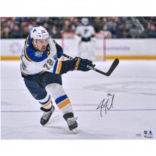 Autographed St. Louis Blues Justin Faulk Fanatics Authentic 16 x 20 White Jersey Shooting Photograph