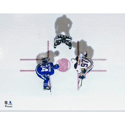 Unsigned Edmonton Oilers Connor McDavid Fanatics Authentic Face-Off vs. Auston Matthews Photograph