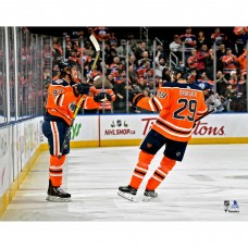Unsigned Edmonton Oilers Connor McDavid & Leon Draisaitl Fanatics Authentic Goal Celebration Photograph Unsigned Edmonton Oilers Connor McDavid & Leon Draisaitl Fanatics Authentic Goal Celebration Photograph
