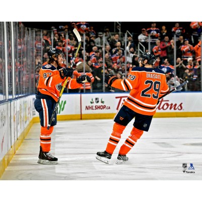 Unsigned Edmonton Oilers Connor McDavid & Leon Draisaitl Fanatics Authentic Goal Celebration Photograph