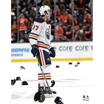 Unsigned Edmonton Oilers Connor McDavid Fanatics Authentic Hat Trick Celebration Photograph