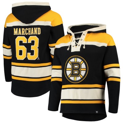 Толстовка Boston Bruins Brad Marchand 47 Black Player Lacer