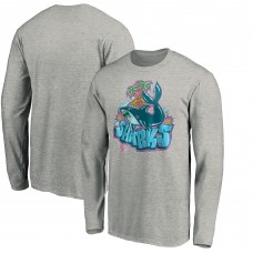 Футболка с длинным рукавом San Jose Sharks Heather Gray Graffiti Shark Футболка с длинным рукавом San Jose Sharks Heather Gray Graffiti Shark