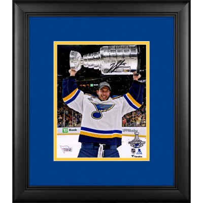 Autographed St. Louis Blues Jordan Binnington Fanatics Authentic Framed 8 x 10 2019 Stanley Cup Champions Raising Cup Photograph